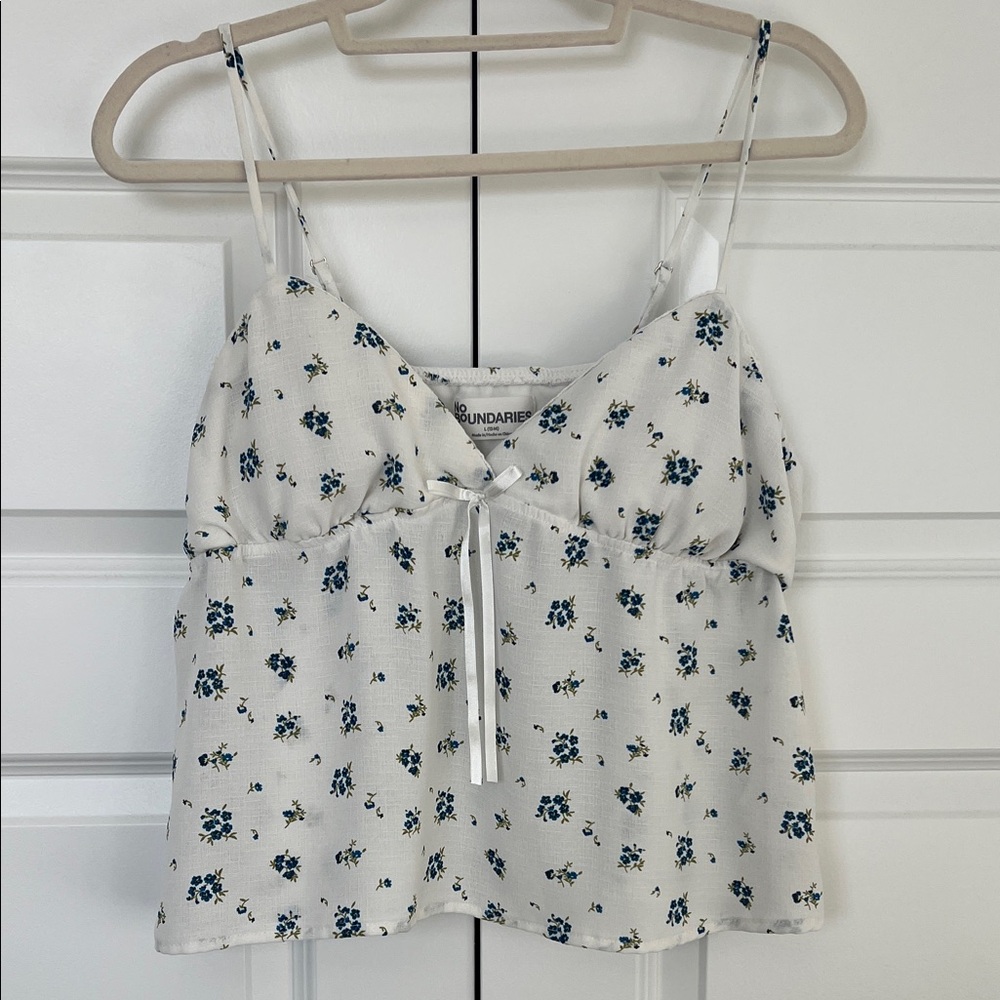 White and Blue Floral Camisole